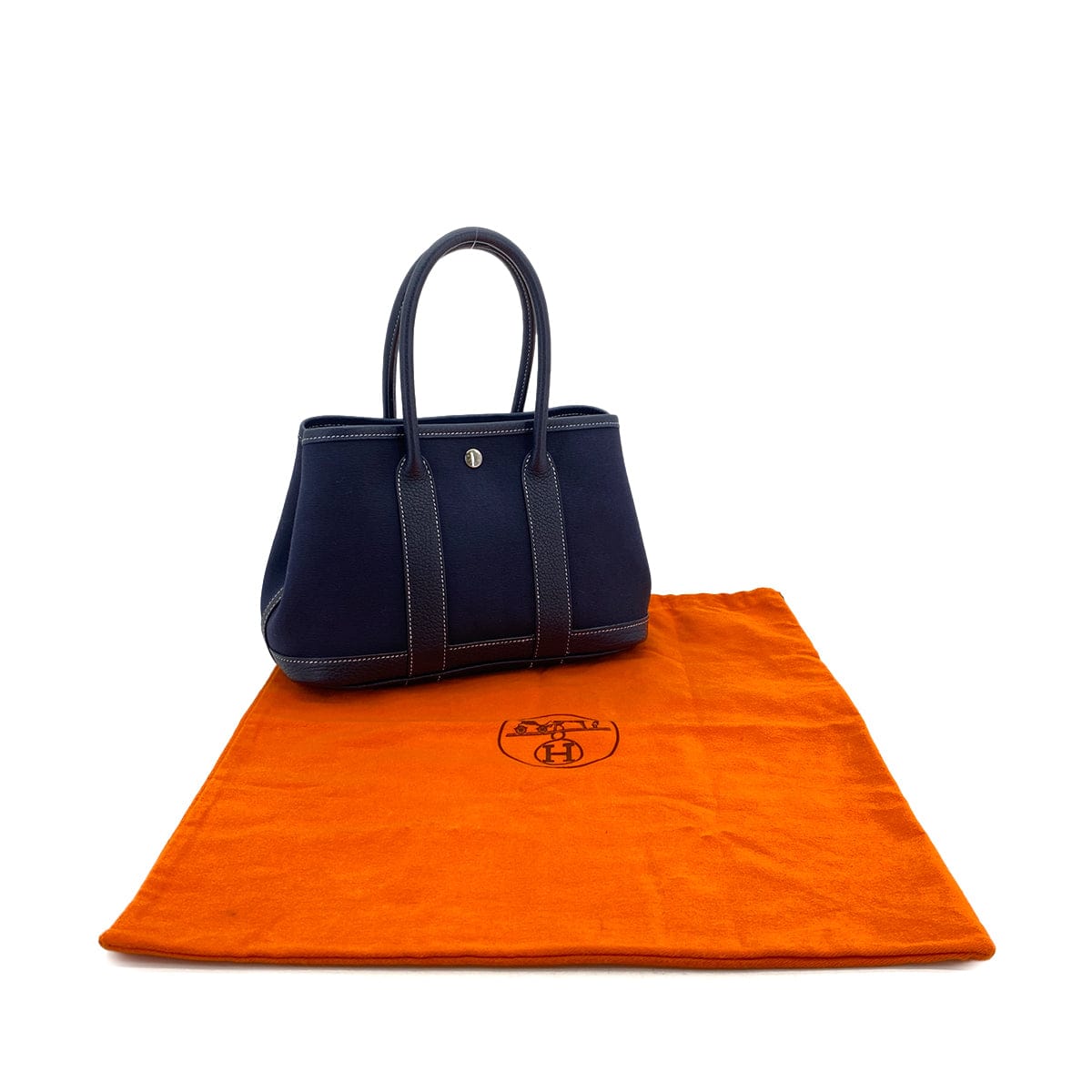 Luxury Promise Japan HERMES GARDEN PARTY TTPM BLUE MARINE TOILE OFFICIER NEGONDA HAND BAG □I 90301094