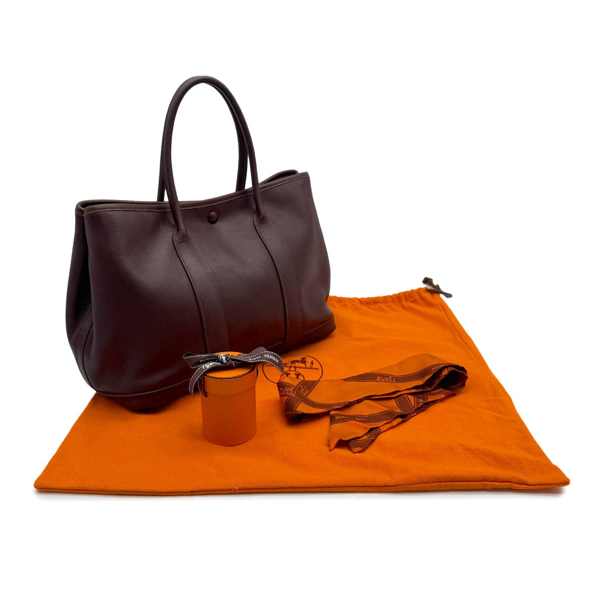 Luxury Promise Japan HERMES GARDEN PARTY TWILLY TPM HAVANE VEAU GULLIVER HAND BAG 2005 SQUARE I 90318616