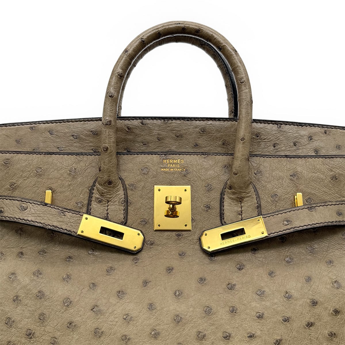 Luxury Promise Japan HERMES HAUT A COURROIES 32 GRAY OSTRICH HAND BAG 〇W GHW 90299365