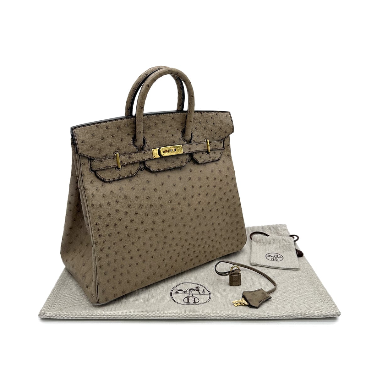 Luxury Promise Japan HERMES HAUT A COURROIES 32 GRAY OSTRICH HAND BAG 〇W GHW 90299365