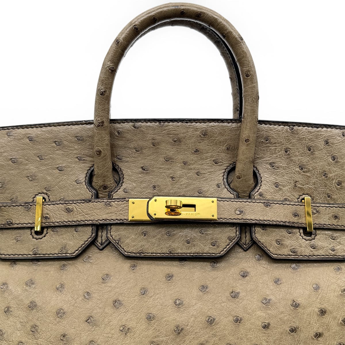 Luxury Promise Japan HERMES HAUT A COURROIES 32 GRAY OSTRICH HAND BAG 〇W GHW 90299365