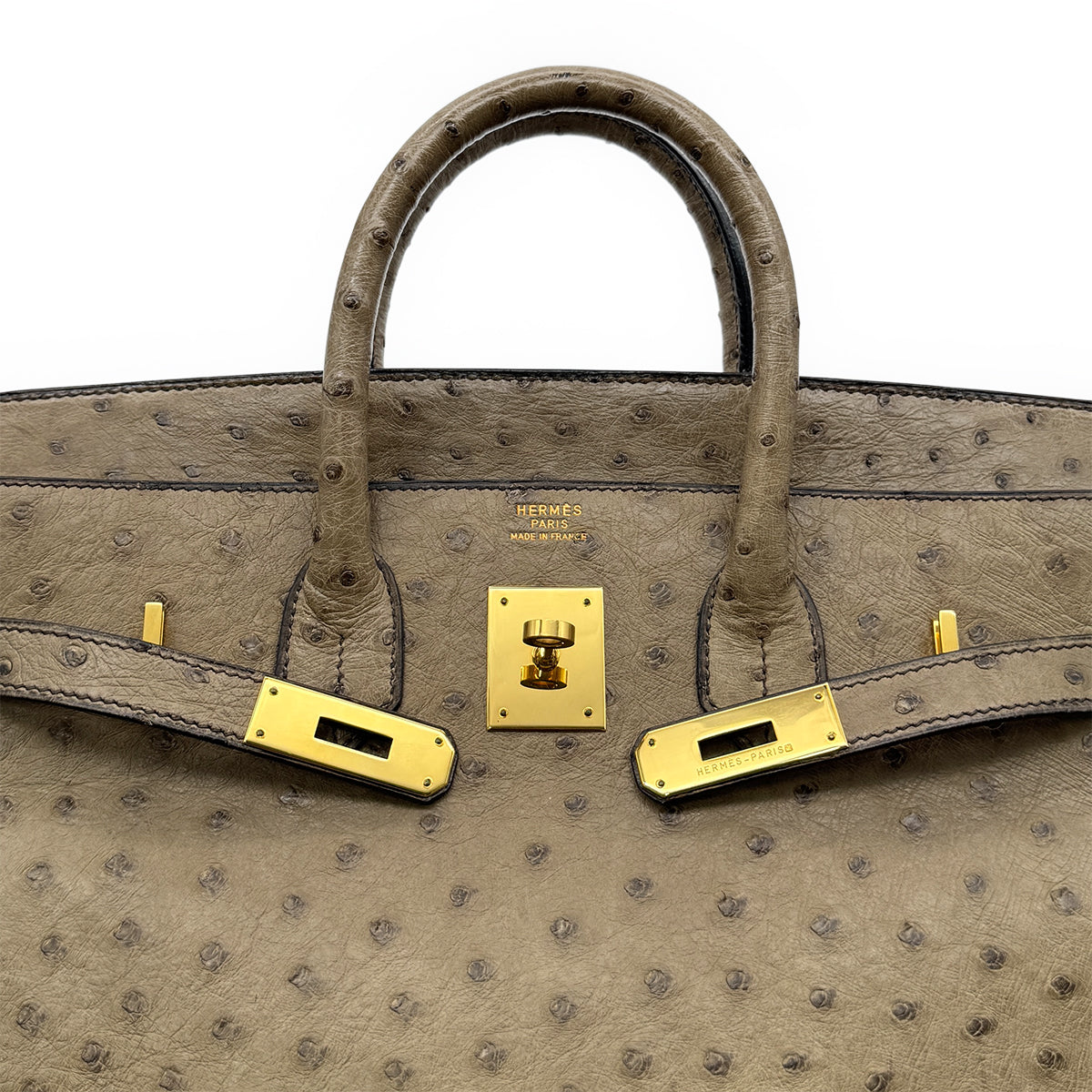 Luxury Promise Japan HERMES HAUT A COURROIES 32 GRAY OSTRICH HAND BAG 〇W GHW 90299365