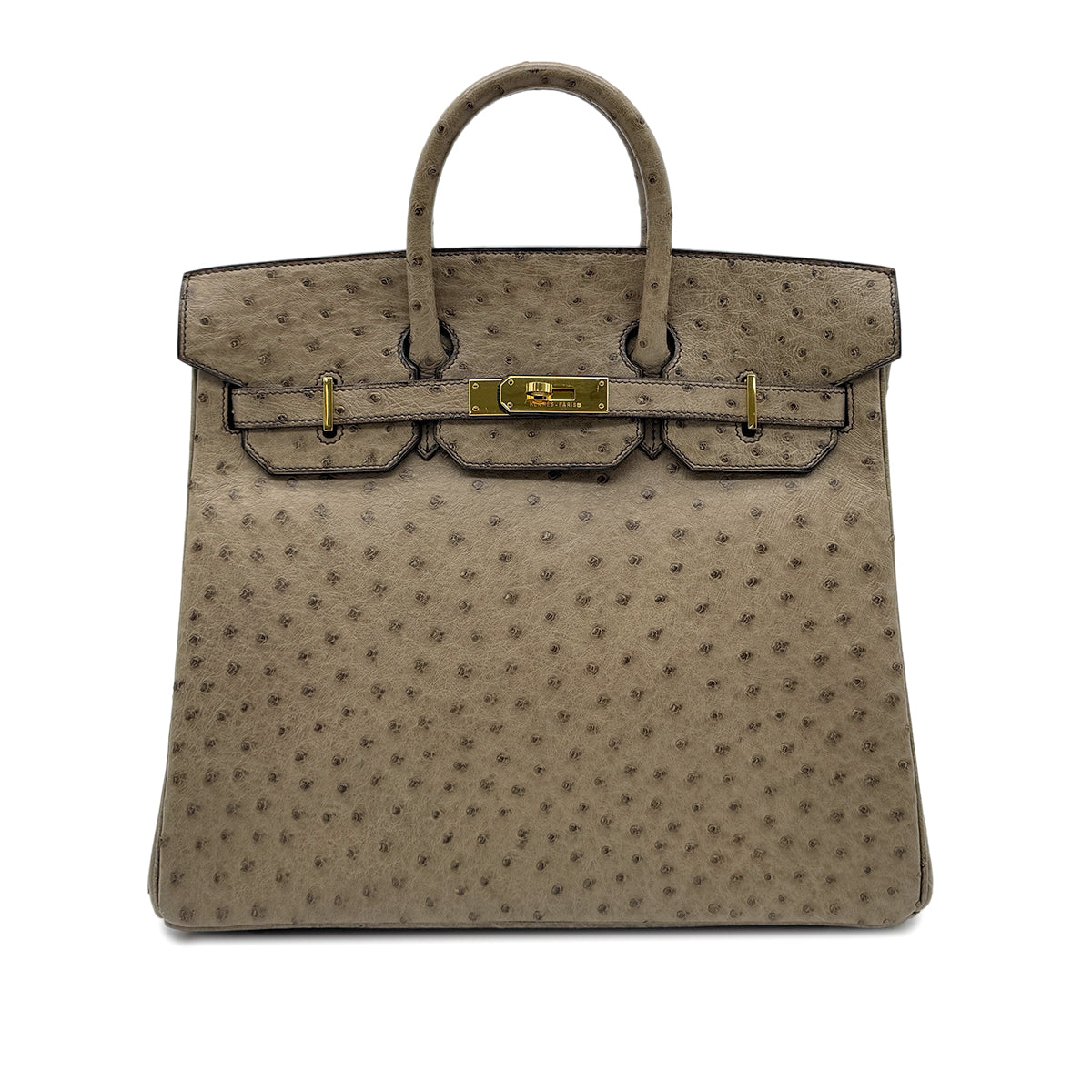 Luxury Promise Japan HERMES HAUT A COURROIES 32 GRAY OSTRICH HAND BAG 〇W GHW 90299365