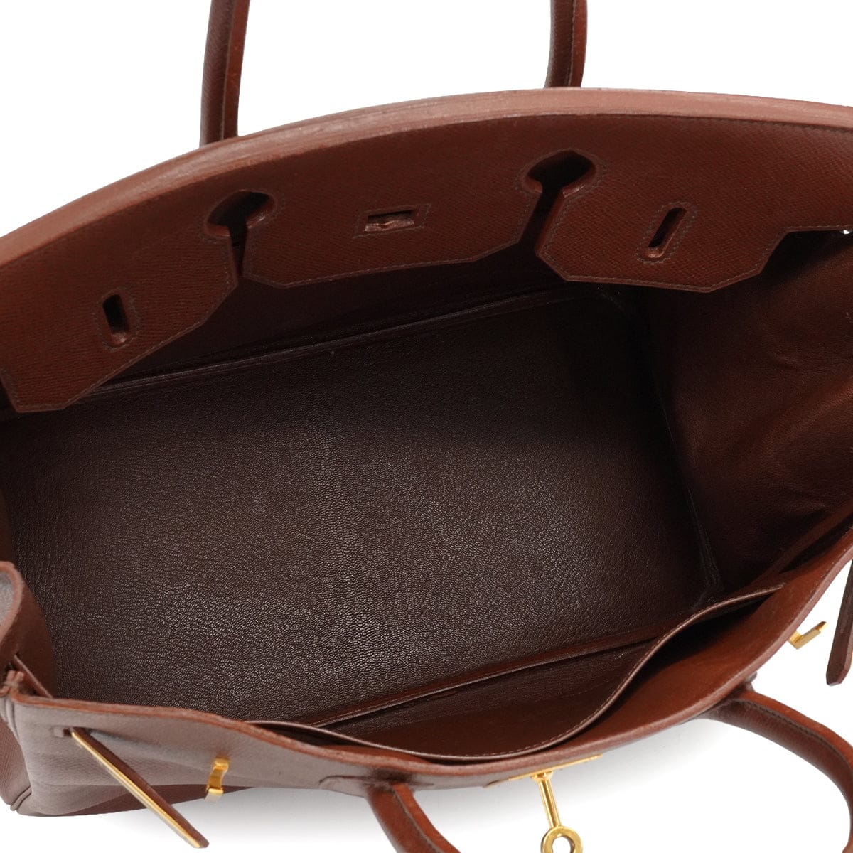 Luxury Promise Japan HERMES HAUT A COURROIES 32 HABANA COURCHEVEL HAND BAG 1995 CIRCLE Y GOLD HARDWARE 90340451