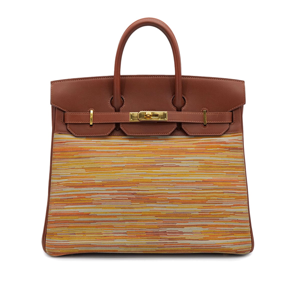 Luxury Promise Japan HERMES HAUT A COURROIES 32 MULTICOLOR BOXCALF VIBRATO HAND BAG 2002 SQUARE F GOLD HARDWARE 90314770