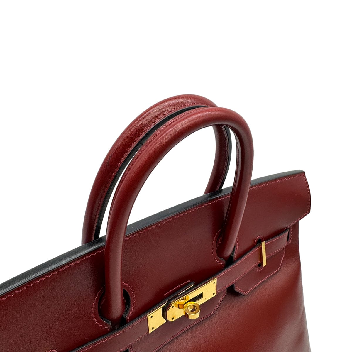 Luxury Promise Japan HERMES HAUT A COURROIES 32 ROUGE H BOXCALF HAND BAG 2002 SQUARE F GOLD HARDWARE 90314404