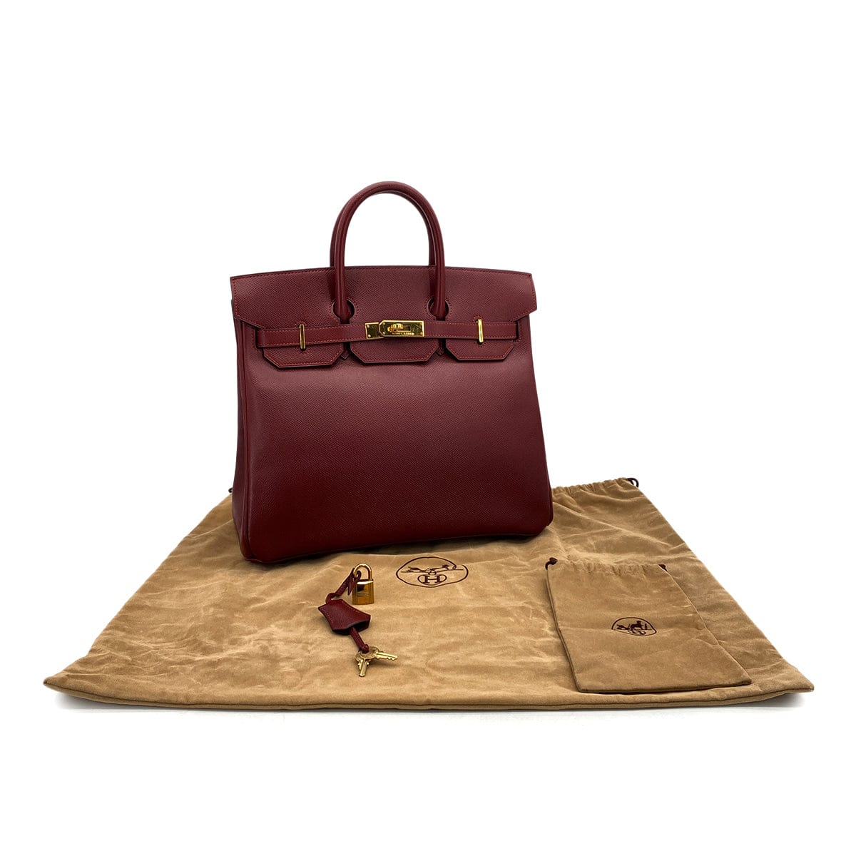Luxury Promise Japan HERMES HAUT A COURROIES 32 ROUGE H COUCHEVEL HAND BAG 2000 SQUARE D GOLD HARDWARE 90324285