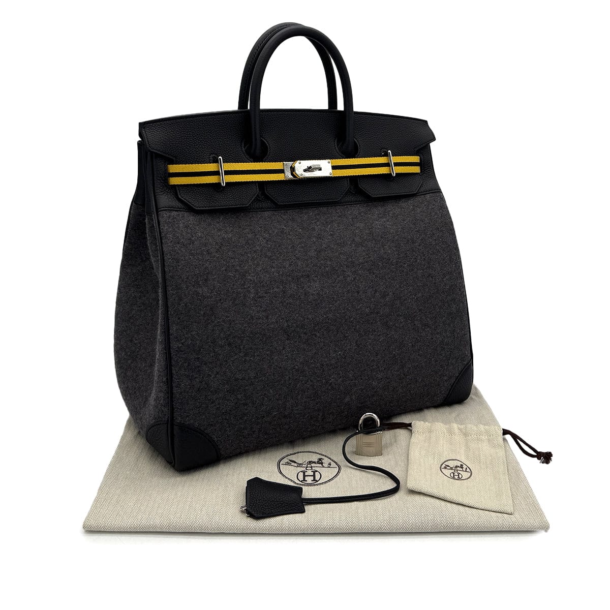 Luxury Promise Japan HERMES HAUT A COURROIES 40 BLACK TOGO FELT HAND BAG W PHW 90305242