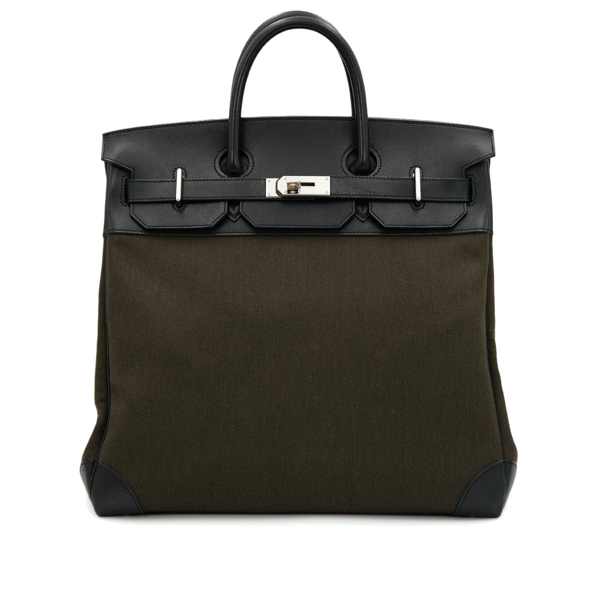 Luxury Promise Japan HERMES HAUT A COURROIES 40 BLACK VERT MAQUIS EVERCOLOR TOILE OFFICIER HAND BAG Z SHW 90301717