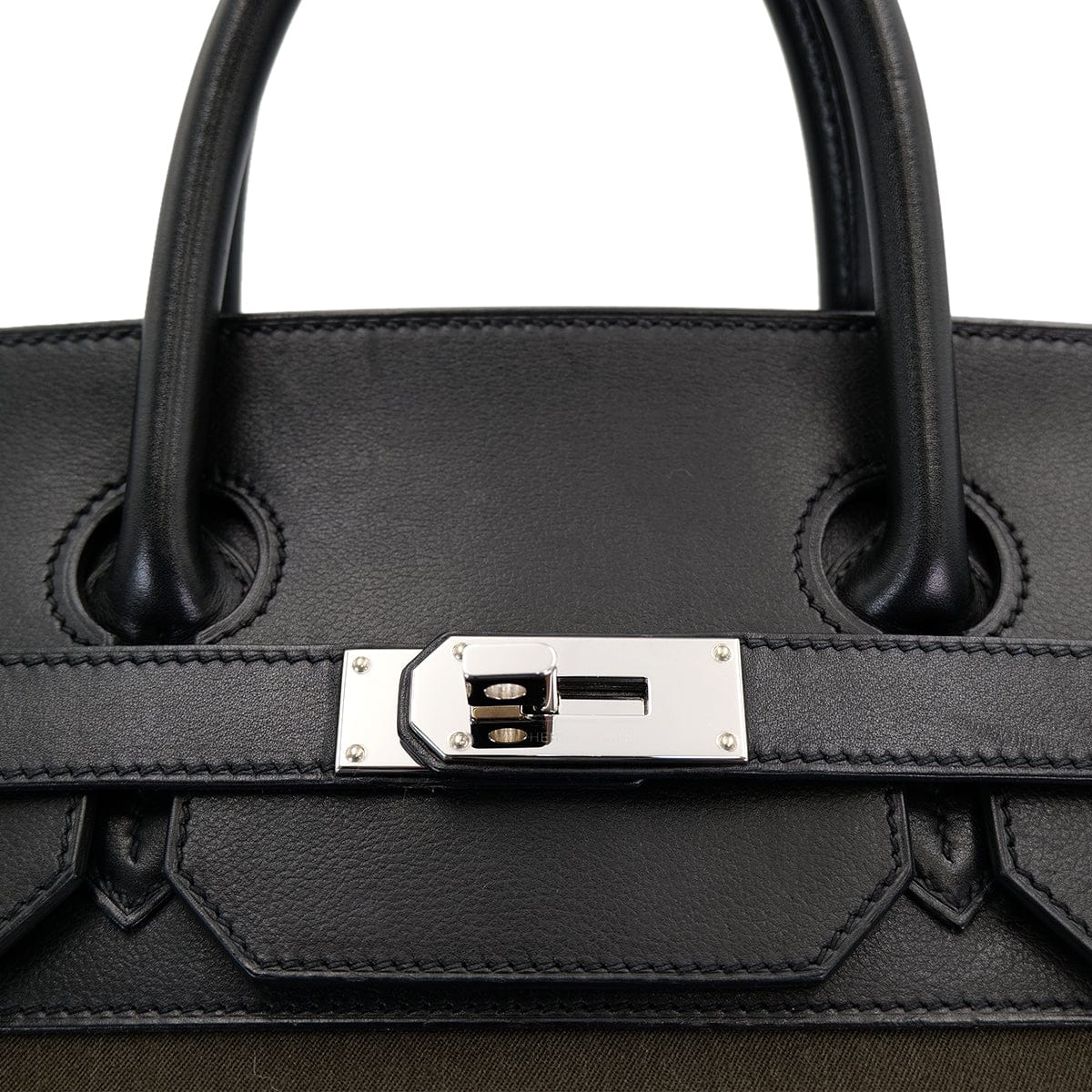 Luxury Promise Japan HERMES HAUT A COURROIES 40 BLACK VERT MAQUIS EVERCOLOR TOILE OFFICIER HAND BAG Z SHW 90301717