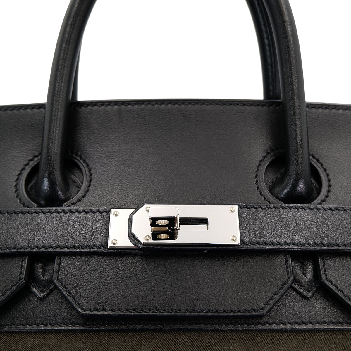 Luxury Promise Japan HERMES HAUT A COURROIES 40 BLACK VERT MAQUIS EVERCOLOR TOILE OFFICIER HAND BAG Z SHW 90301717