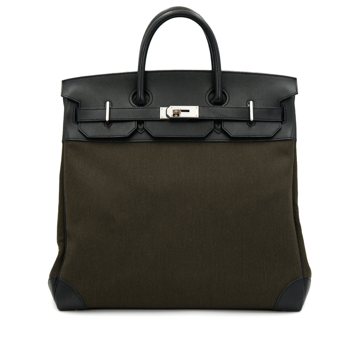 Luxury Promise Japan HERMES HAUT A COURROIES 40 BLACK VERT MAQUIS EVERCOLOR TOILE OFFICIER HAND BAG Z SHW 90301717