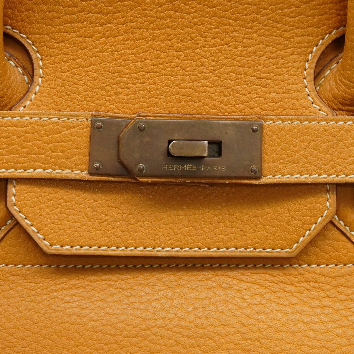 Luxury Promise Japan HERMES HAUT A COURROIES 45 NATURAL FJORD HAND BAG 1992 CIRCLE V GOLD HARDWARE 90346983