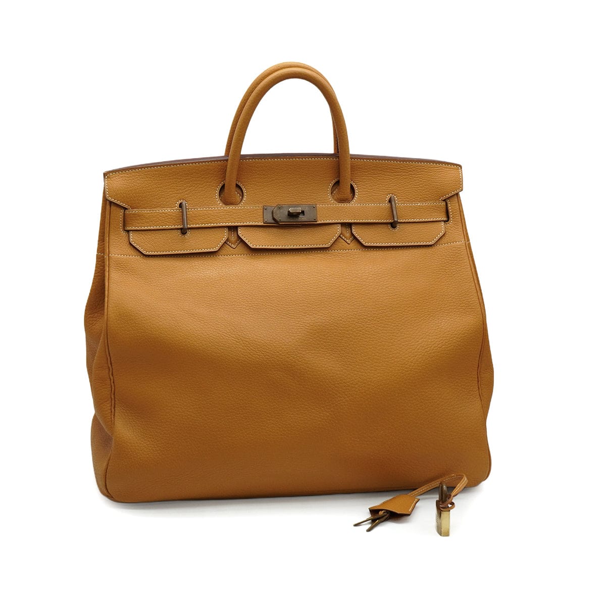 Luxury Promise Japan HERMES HAUT A COURROIES 45 NATURAL FJORD HAND BAG 1992 CIRCLE V GOLD HARDWARE 90346983