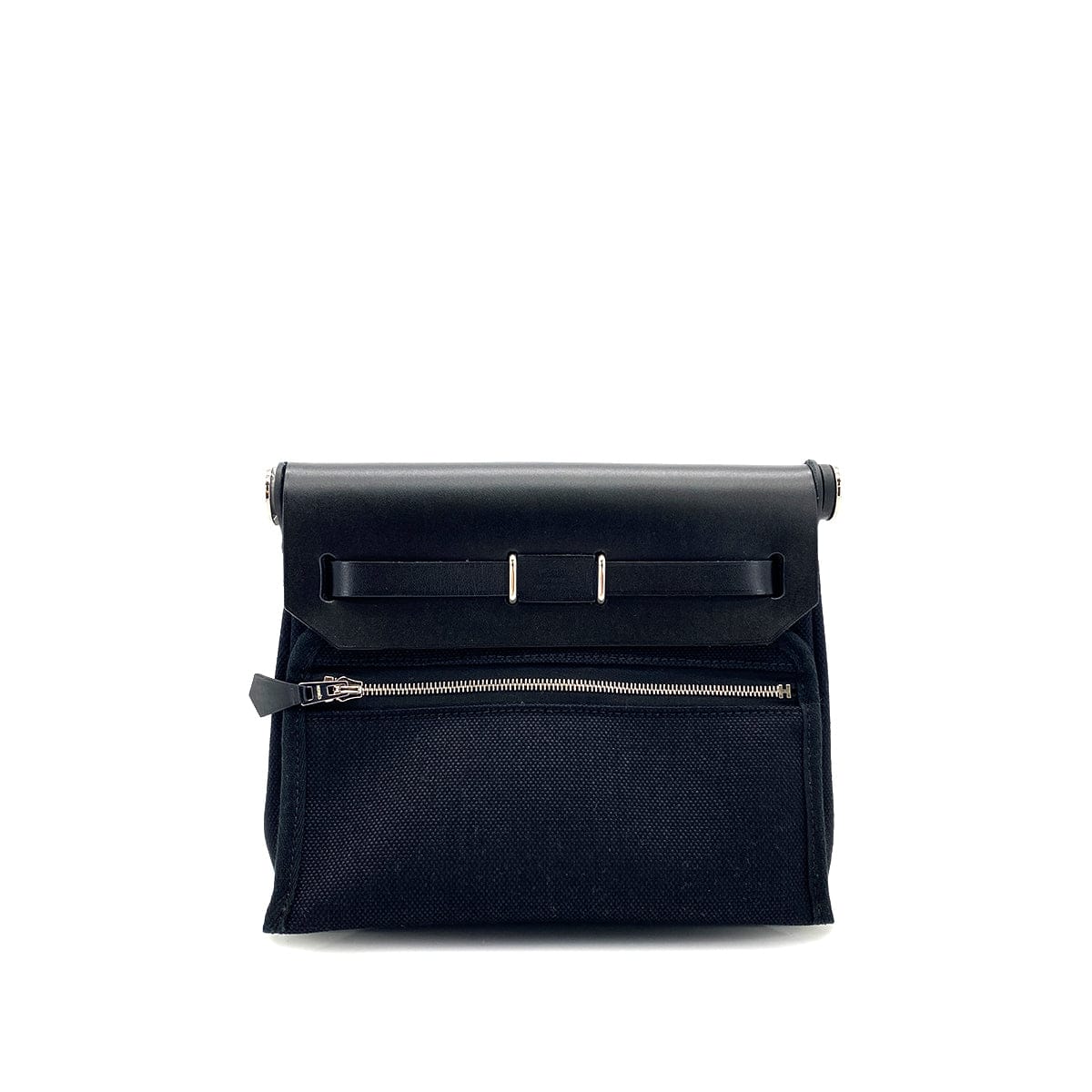 Luxury Promise Japan HERMES HER BAG ZIP 20 MINI BLACK VACHE HUNTER TOILE MILITAIRE TOTE SHOULDER BAG 2026 G STAMP 90324636