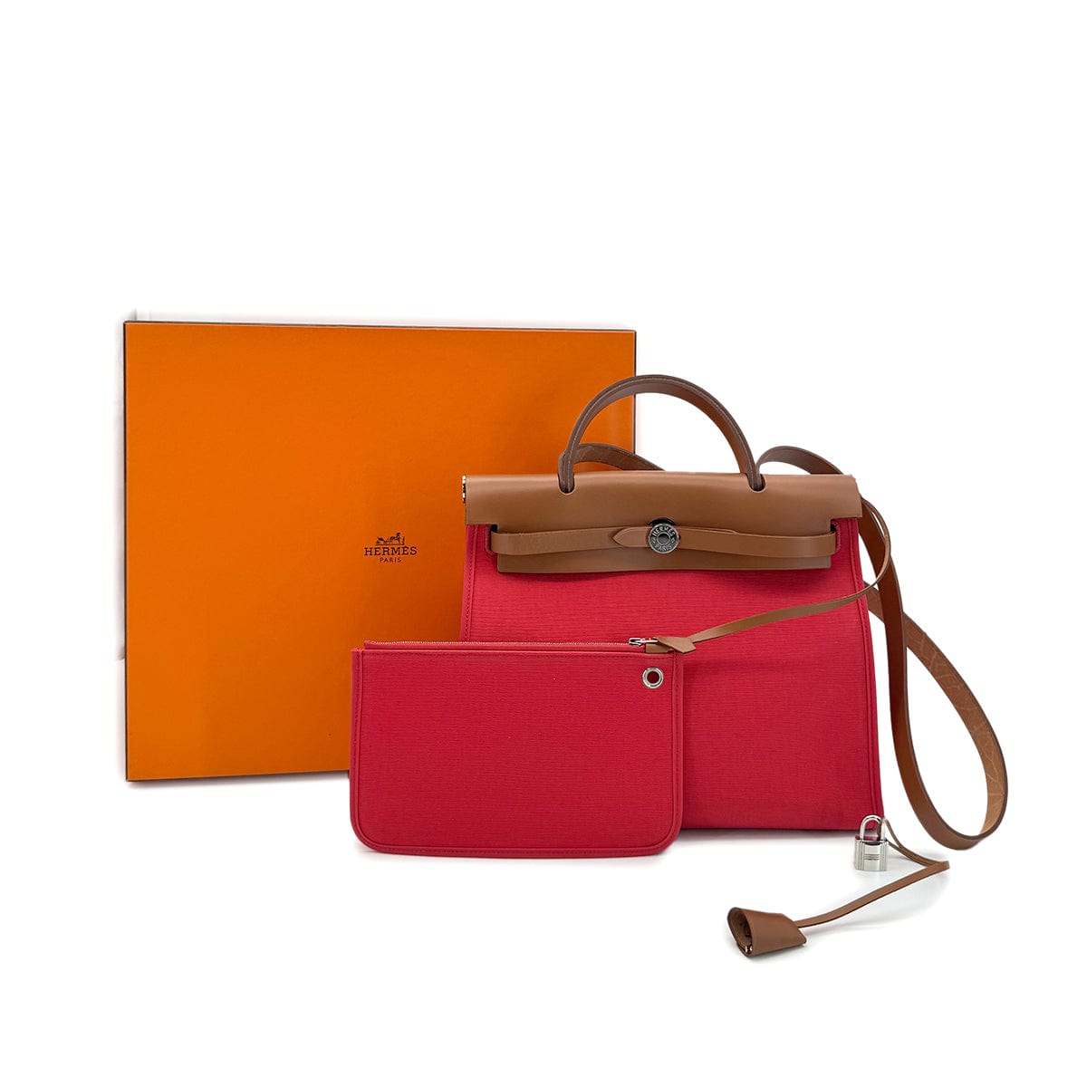 Luxury Promise Japan HERMES HER BAG ZIP PM 31 BOUGAINVILLIER FAUVE VACHE HUNTER TOILE OFFICIER TOTE SHOULDER BAG C 90279780