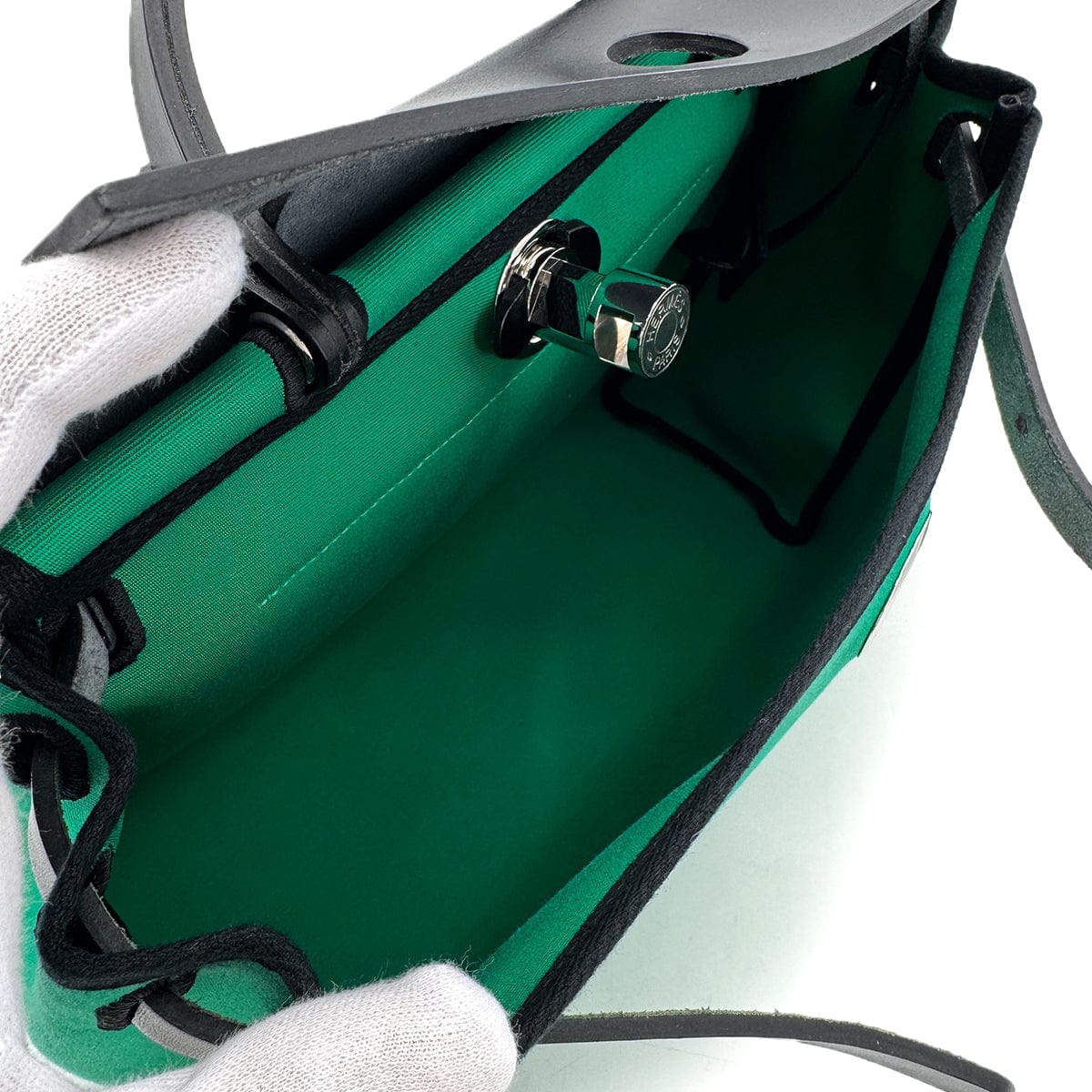 Luxury Promise Japan HERMES HER BAG ZIP PM 31 HAND SHOULDER BAG MENTHE BLACK VACHE HUNTER TOILE OFFICIER W SHW 90285094