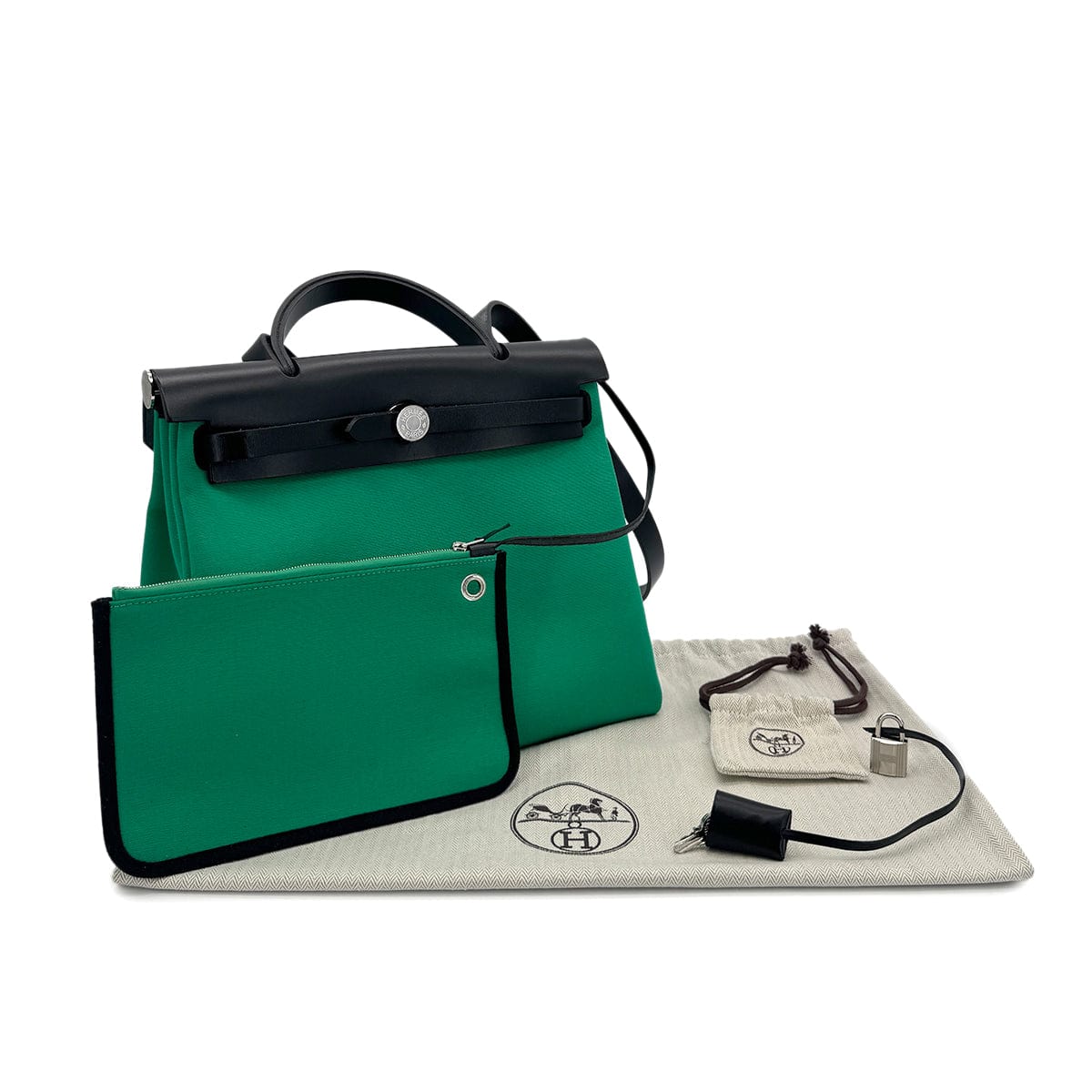 Luxury Promise Japan HERMES HER BAG ZIP PM 31 HAND SHOULDER BAG MENTHE BLACK VACHE HUNTER TOILE OFFICIER W SHW 90285094