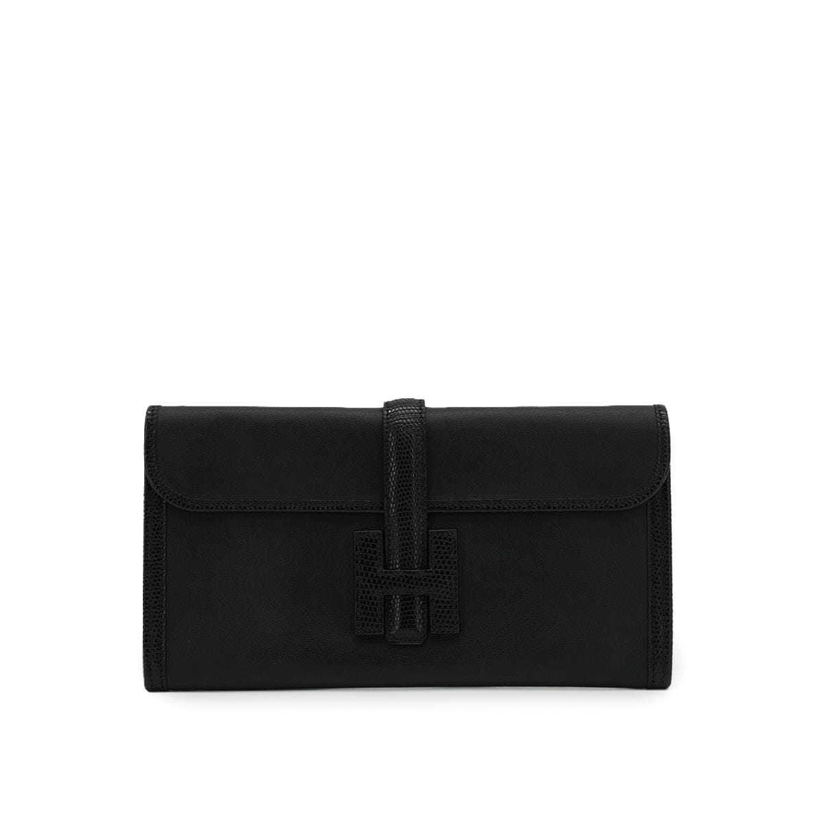 Luxury Promise Japan HERMES JIGE ELAN 29 BLACK LIZARD VEAU SWIFT CLUTCH BAG 2017 A STAMP 90339216