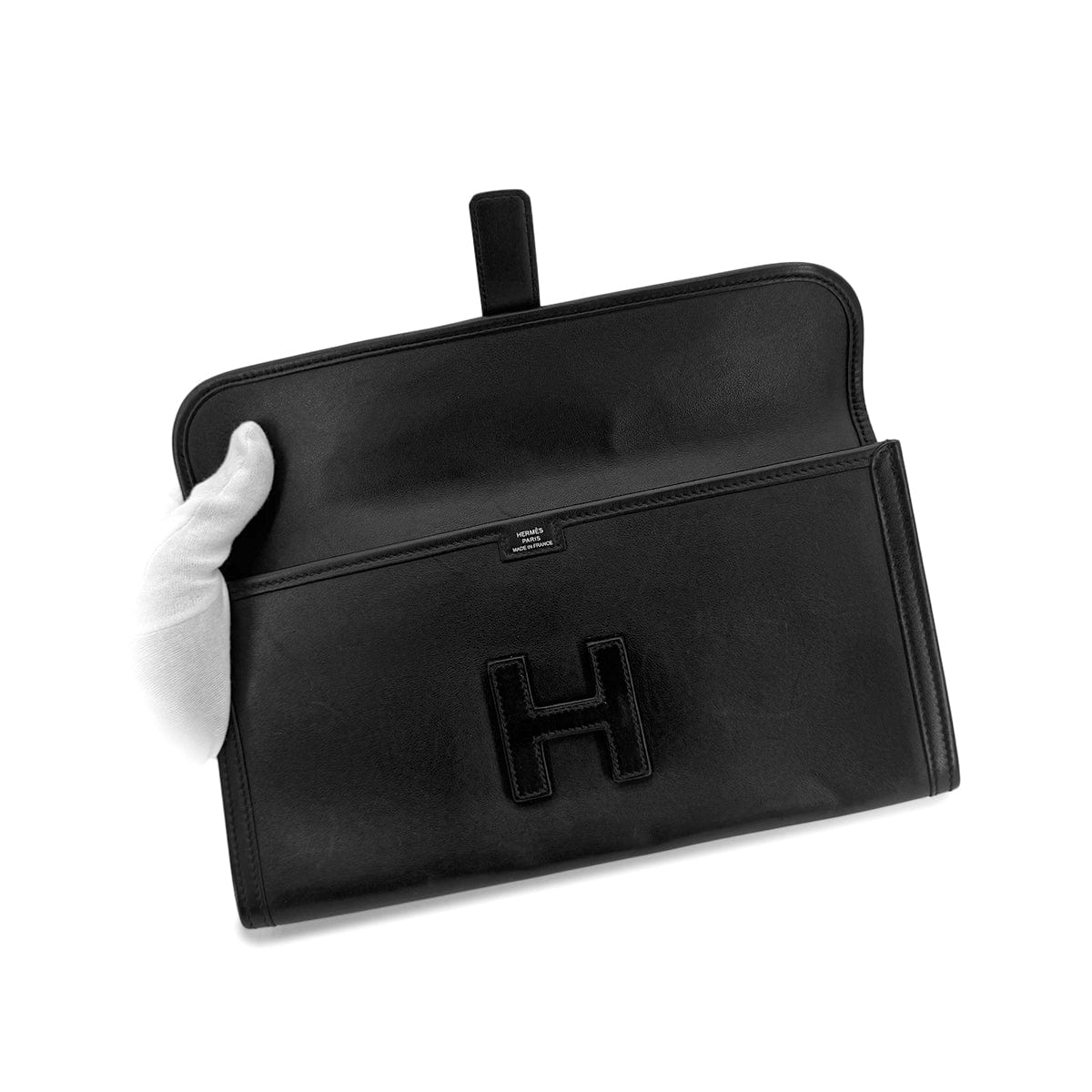 Luxury Promise Japan HERMES JIGE ELAN 29 BLACK VEAU SWIFT CLUTCH BAG X 90296049