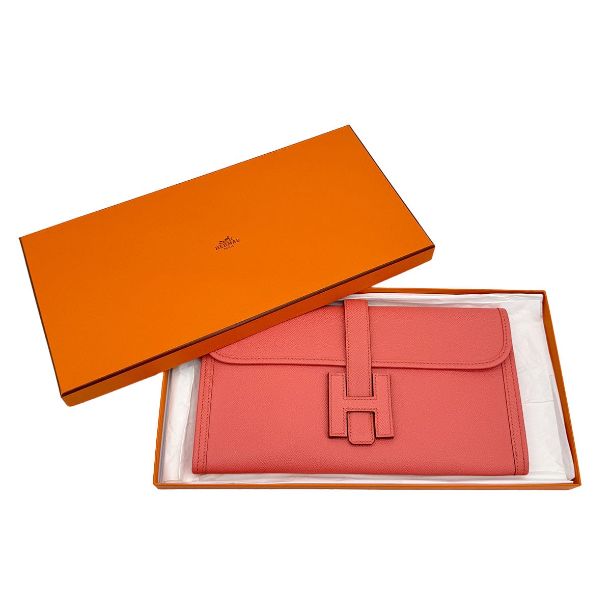 Luxury Promise Japan HERMES JIGE ELAN 29 FLAMINGO VEAU EPSOM CLUTCH BAG 2013 SQUARE Q 90312503