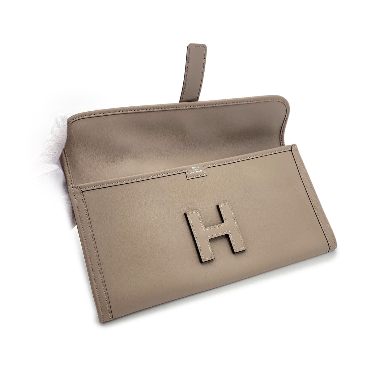 Luxury Promise Japan HERMES JIGE ELAN 29 GRIS ASPHALTE VEAU SWIFT CLUTCH BAG A 90296677