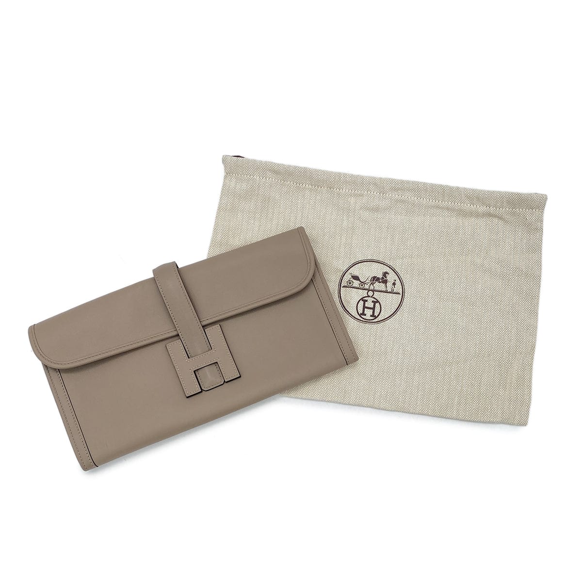 Luxury Promise Japan HERMES JIGE ELAN 29 GRIS ASPHALTE VEAU SWIFT CLUTCH BAG A 90296677