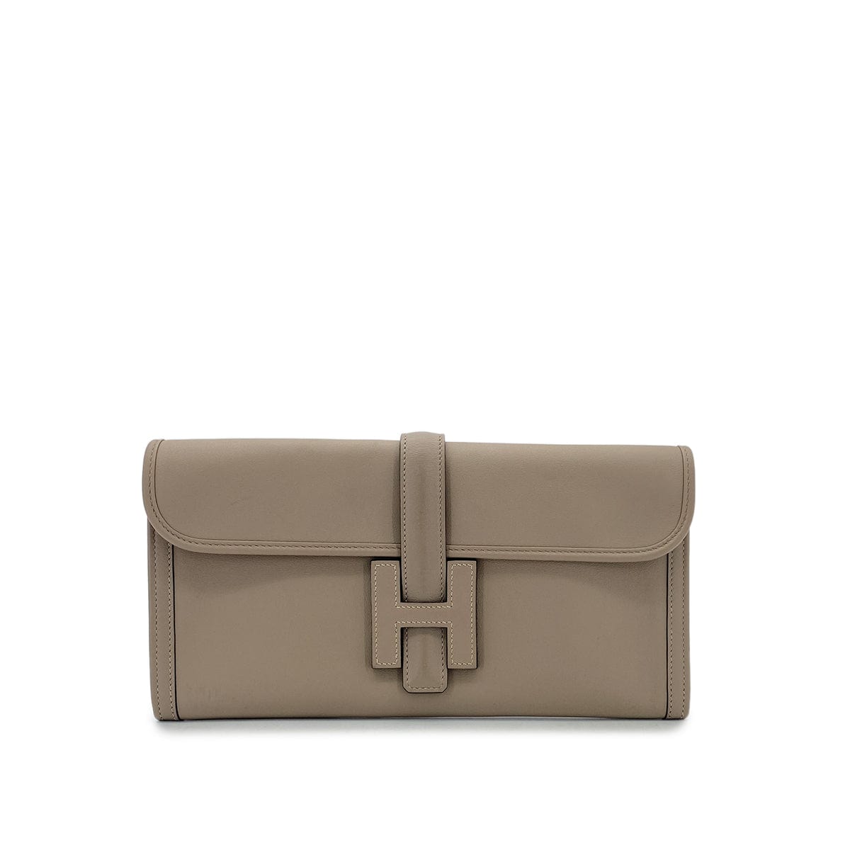 Luxury Promise Japan HERMES JIGE ELAN 29 GRIS ASPHALTE VEAU SWIFT CLUTCH BAG A 90296677