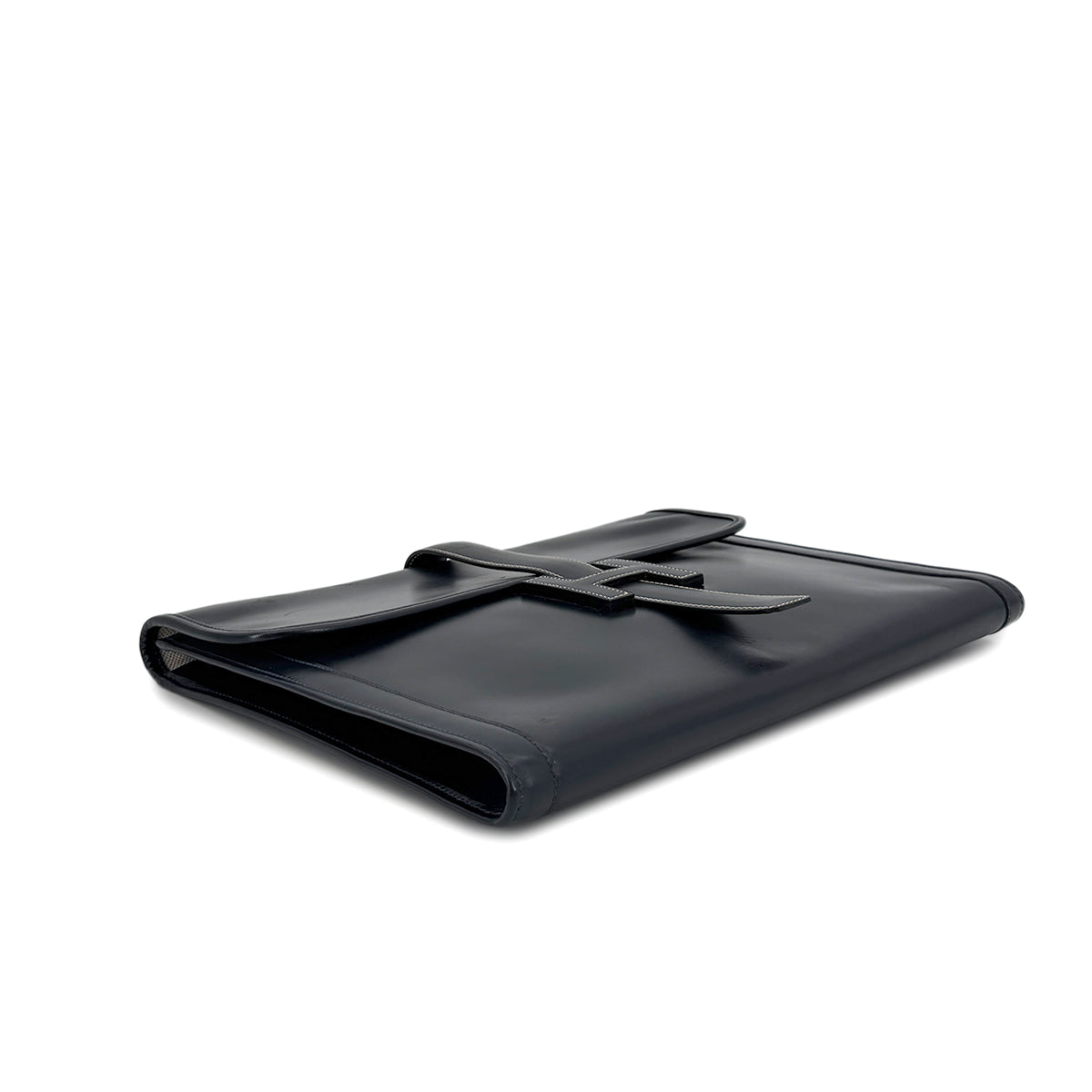 Luxury Promise Japan HERMES JIGE GM BLUE INDIGO BOXCALF CLUTCH BAG 〇V 90293025