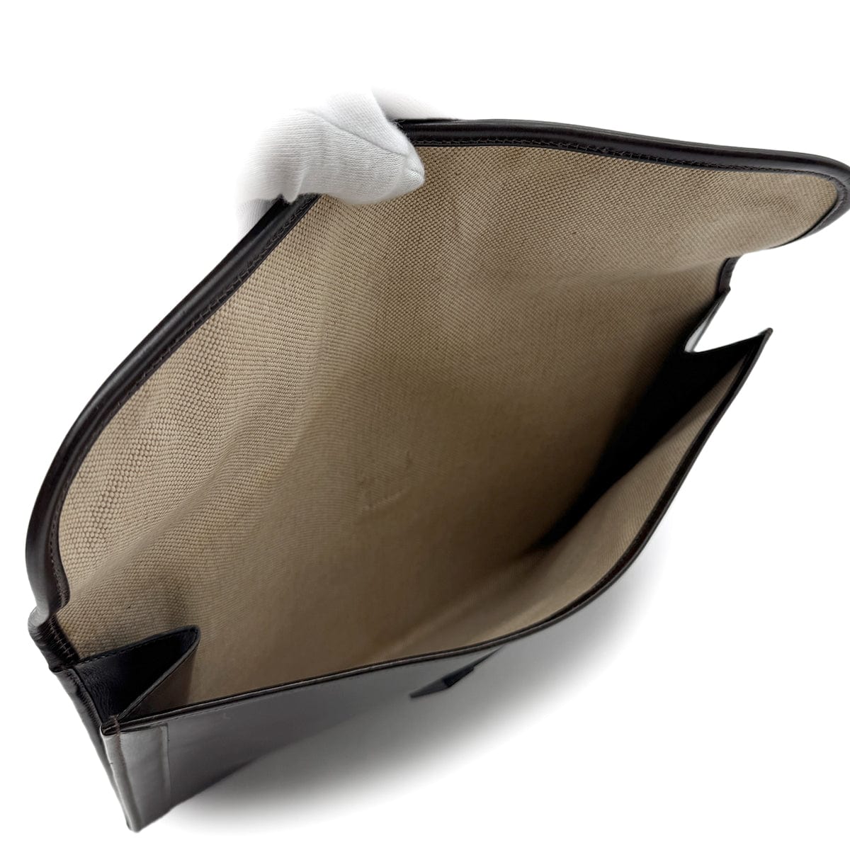 Luxury Promise Japan HERMES JIGE GM EBENE BOXCALF CLUTCH BAG 〇K 90293024