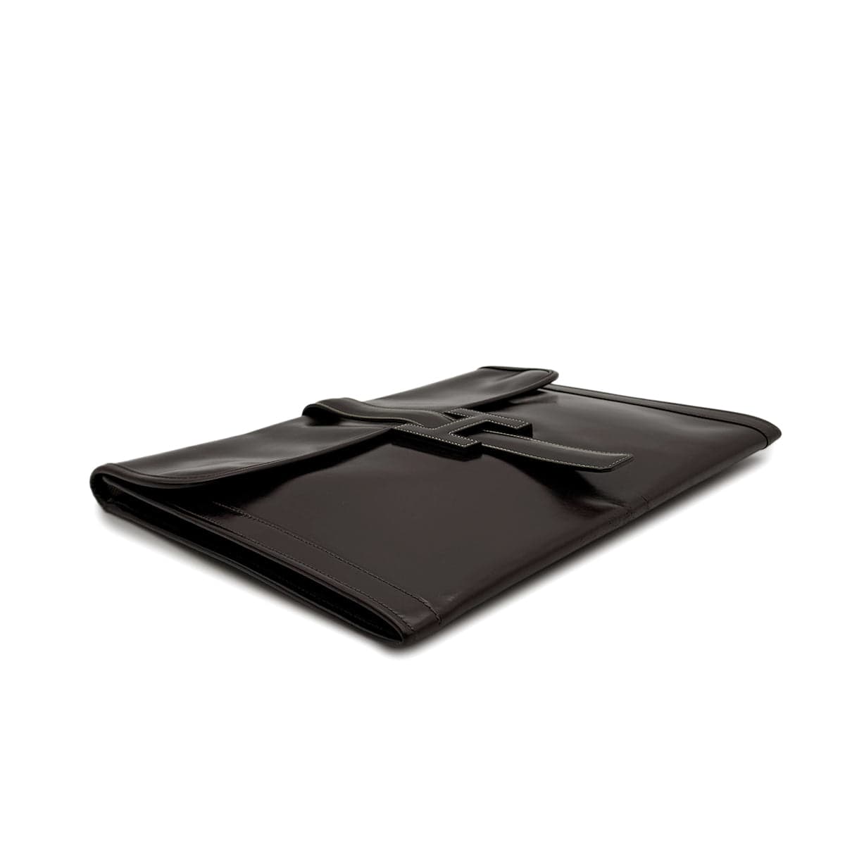 Luxury Promise Japan HERMES JIGE GM EBENE BOXCALF CLUTCH BAG 〇K 90293024