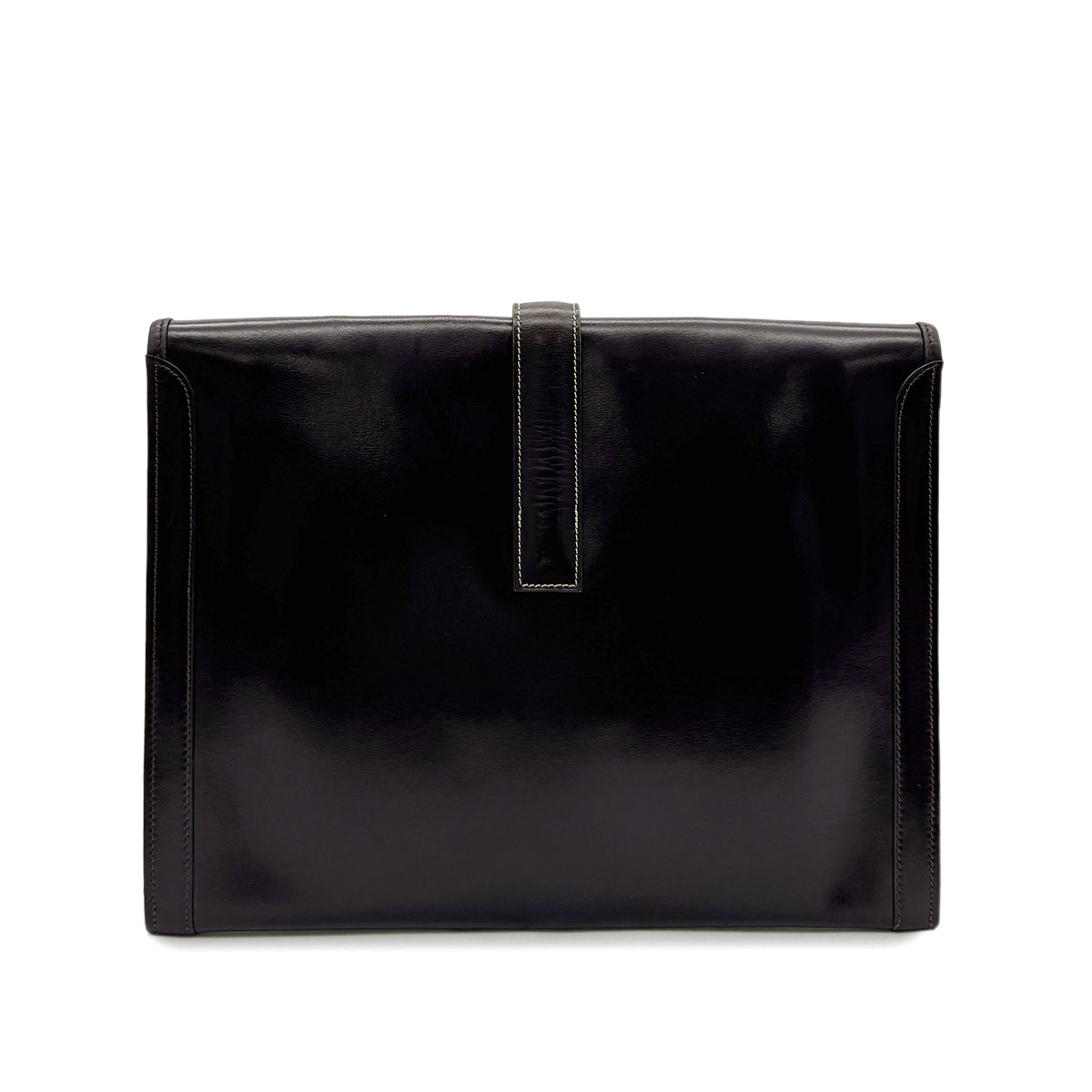 Luxury Promise Japan HERMES JIGE GM EBENE BOXCALF CLUTCH BAG 〇K 90293024