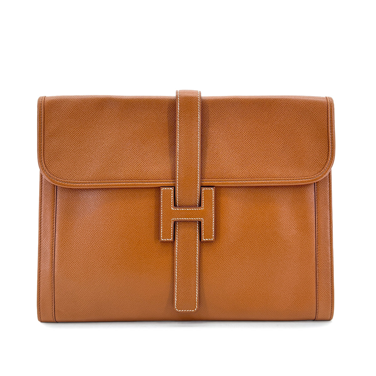 Luxury Promise Japan HERMES JIGE GM GOLD COUCHEVEL CLUTCH BAG V 90296454