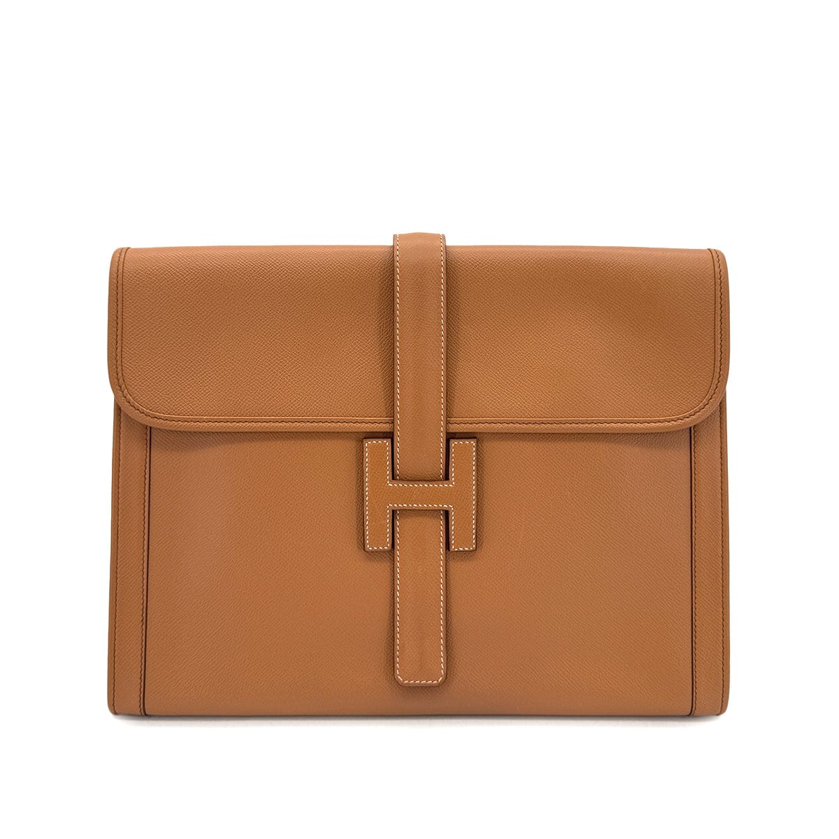 Luxury Promise Japan HERMES JIGE GM NATUREL COUCHEVEL CLUTCH BAG 〇R 90299610
