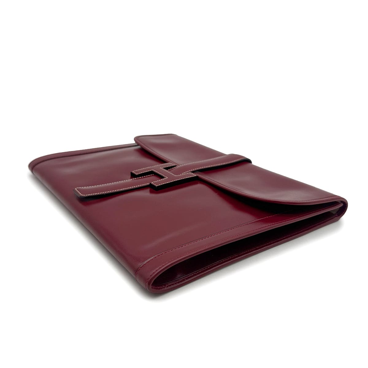 Luxury Promise Japan HERMES JIGE GM ROUGE H BOXCALF CLUTCH BAG 1977 CIRCLE G 90323518