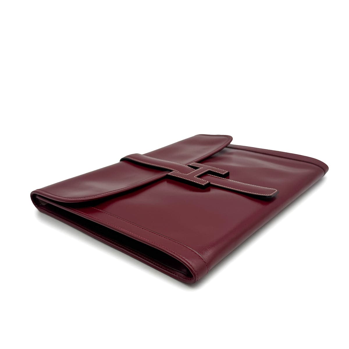 Luxury Promise Japan HERMES JIGE GM ROUGE H BOXCALF CLUTCH BAG 1977 CIRCLE G 90323518