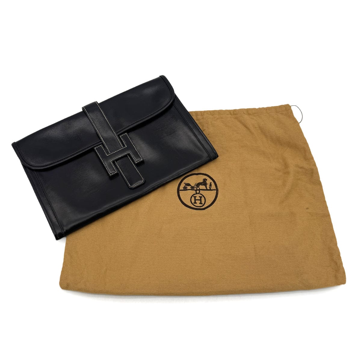 Luxury Promise Japan HERMES JIGE PM BLACK BOXCALF CLUTCH BAG 〇L 90300029