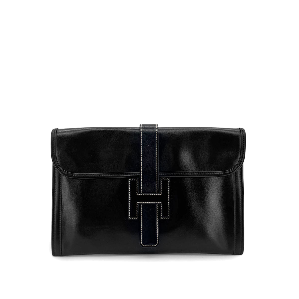 Luxury Promise Japan HERMES JIGE PM BLACK BOXCALF CLUTCH BAG 〇L 90300029