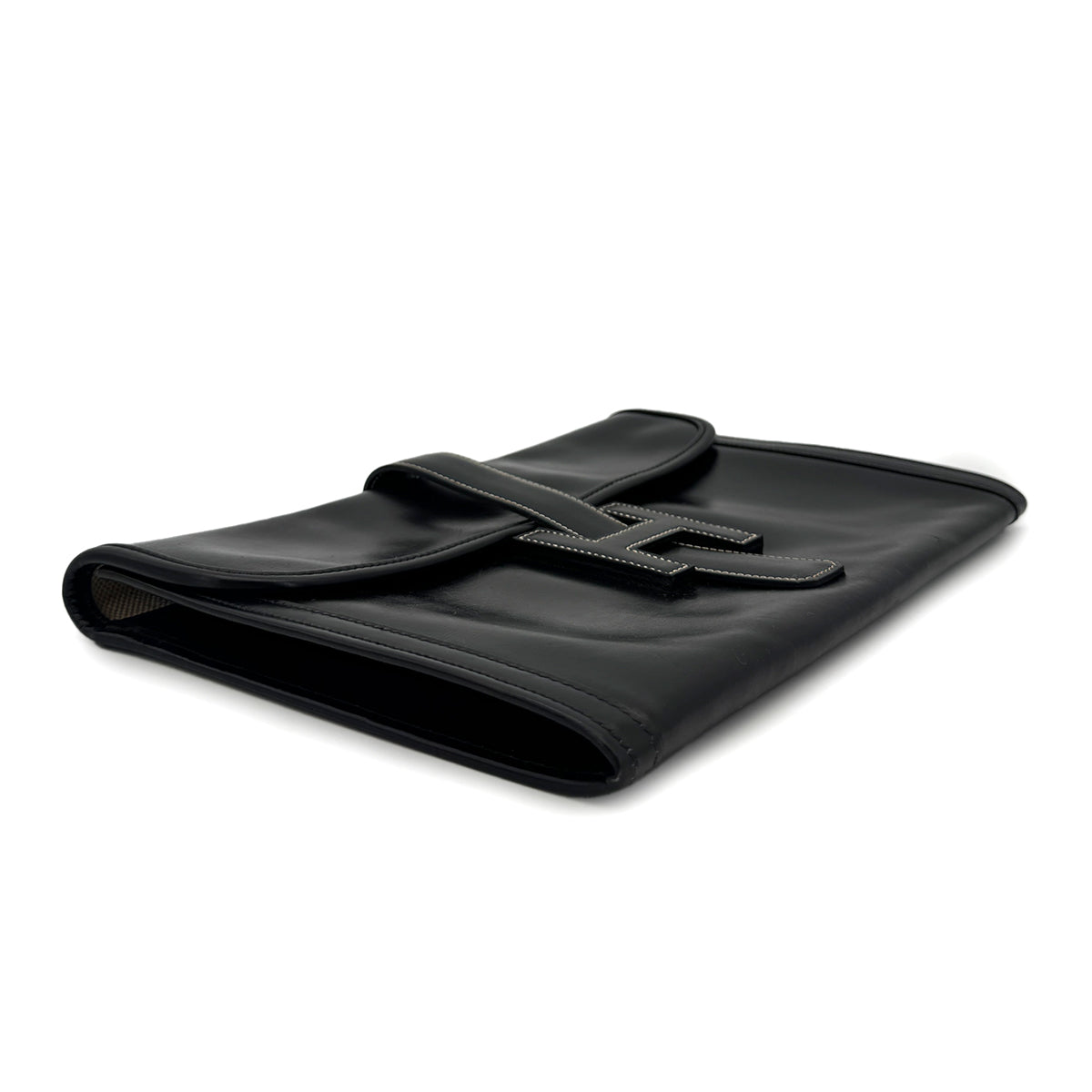 Luxury Promise Japan HERMES JIGE PM BLACK BOXCALF CLUTCH BAG 〇L 90300029