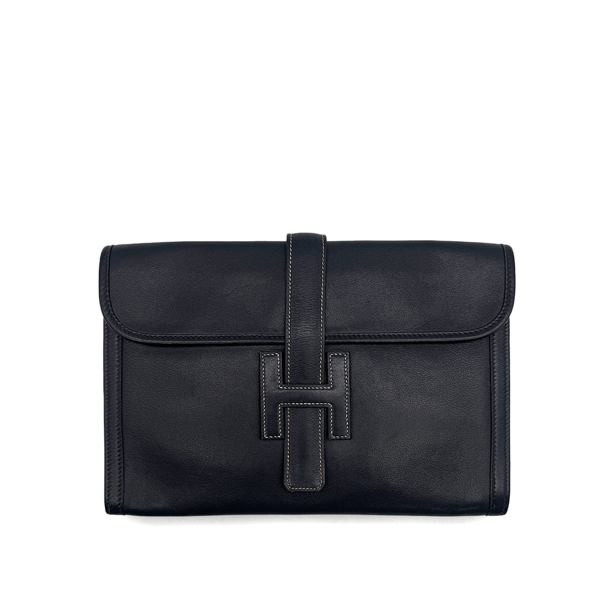 Luxury Promise Japan HERMES JIGE PM CLUTCH BAG BLUE INDIGO VEAU GULLIVER 1988 CIRCLE R 90327982