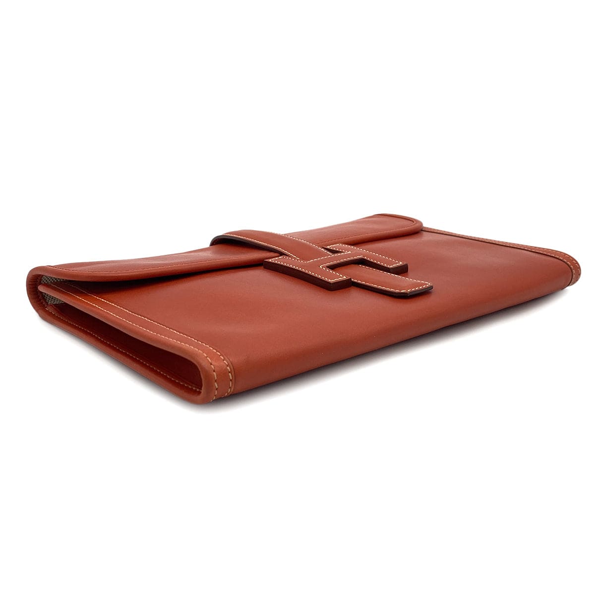 Luxury Promise Japan HERMES JIGE PM CLUTCH BAG BRIQUE BOXCALF 2008 SQUARE L 90314408