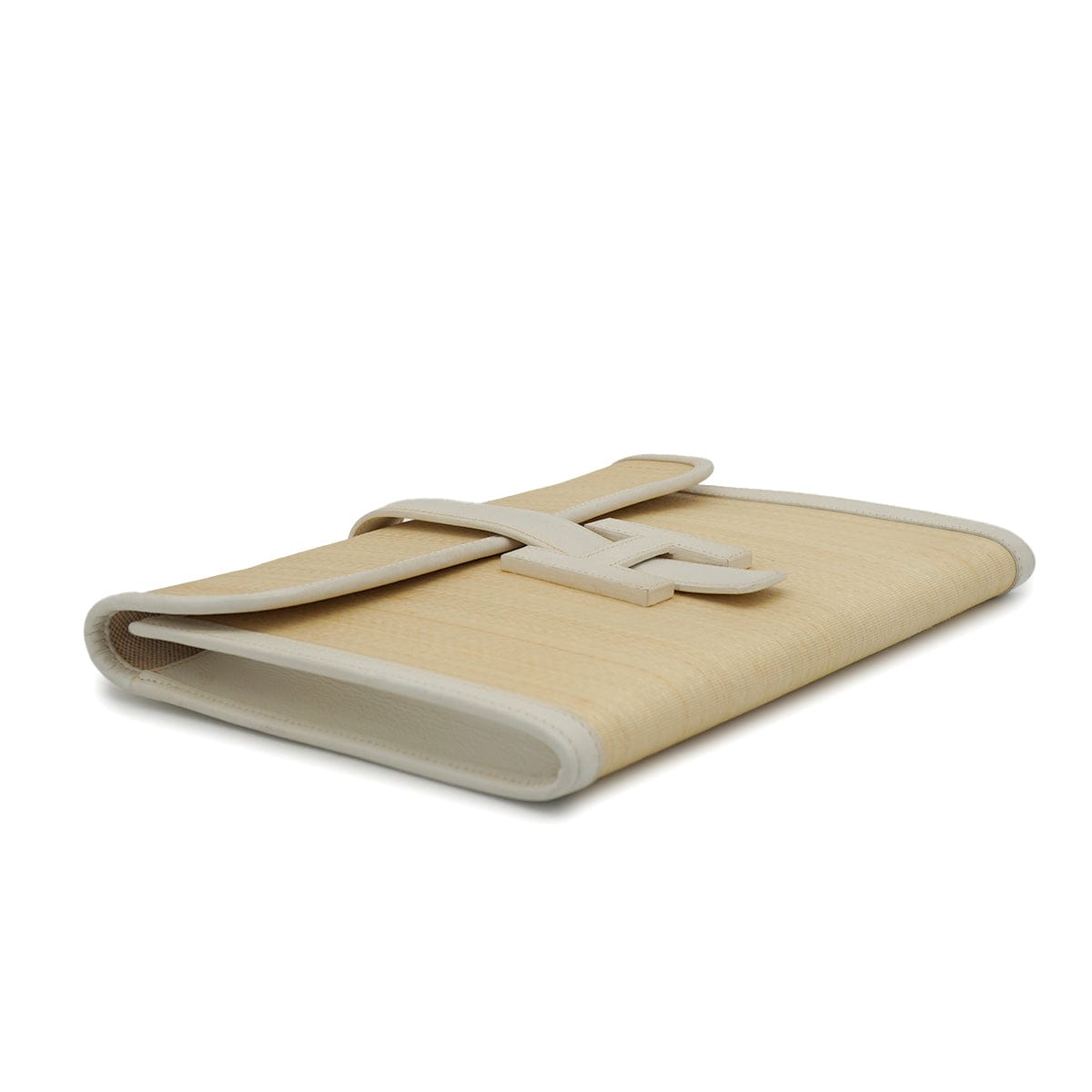 Luxury Promise Japan HERMES JIGE PM CLUTCH BAG WHITE CRINOLINE COURCHEVEL 1988 CIRCLE R 90327398