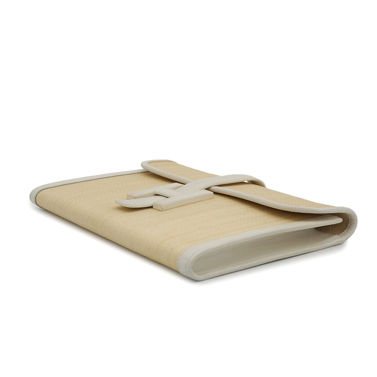 Luxury Promise Japan HERMES JIGE PM CLUTCH BAG WHITE CRINOLINE COURCHEVEL 1988 CIRCLE R 90327398