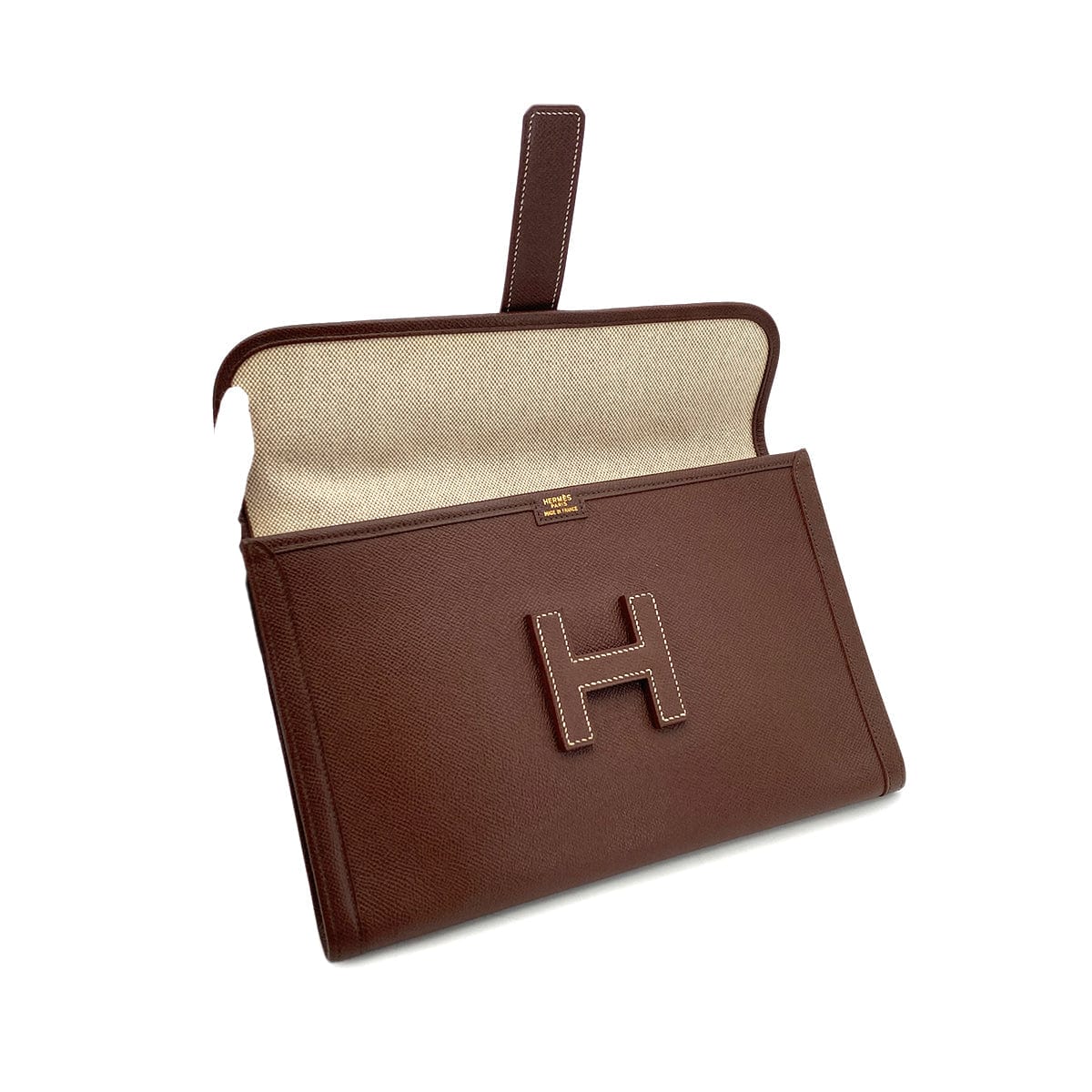 Luxury Promise Japan HERMES JIGE PM MARRON FONCE COURCHEVEL CLUTCH BAG 〇X 90296051