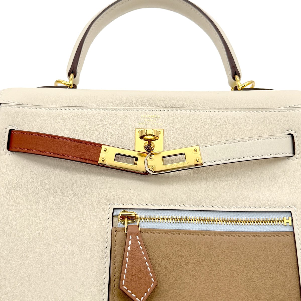 Luxury Promise Japan HERMES KELLY 25 COLORMATIC RETOURNE NATA CHAI CUIVRE MAUVE SYLVESTRE BLUE BRUME LIME VEAU SWIFT HAND SHOULDER BAG U GHW 90306261