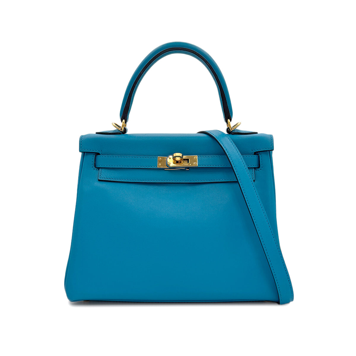 Luxury Promise Japan HERMES KELLY 25 RETOURNE BLUE FRIDA VEAU SWIFT HAND SHOULDER BAG Y GHW 90302908