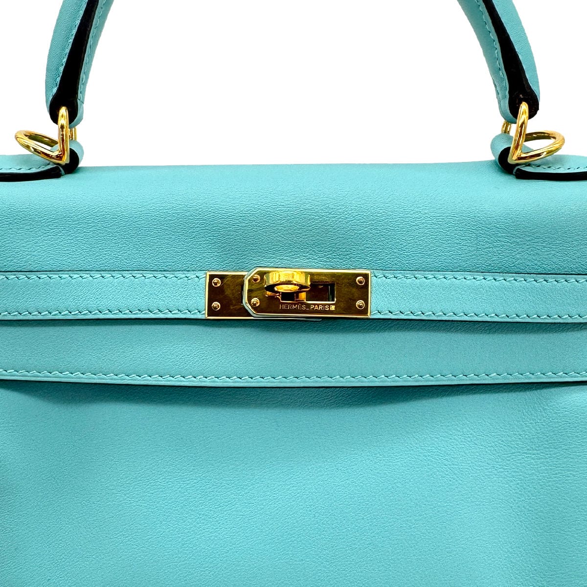 Luxury Promise Japan HERMES KELLY 25 RETOURNE BLUE SAINT CYR SWIFT HAND SHOULDER BAG 2015 T GOLD HARD WARE 90300009