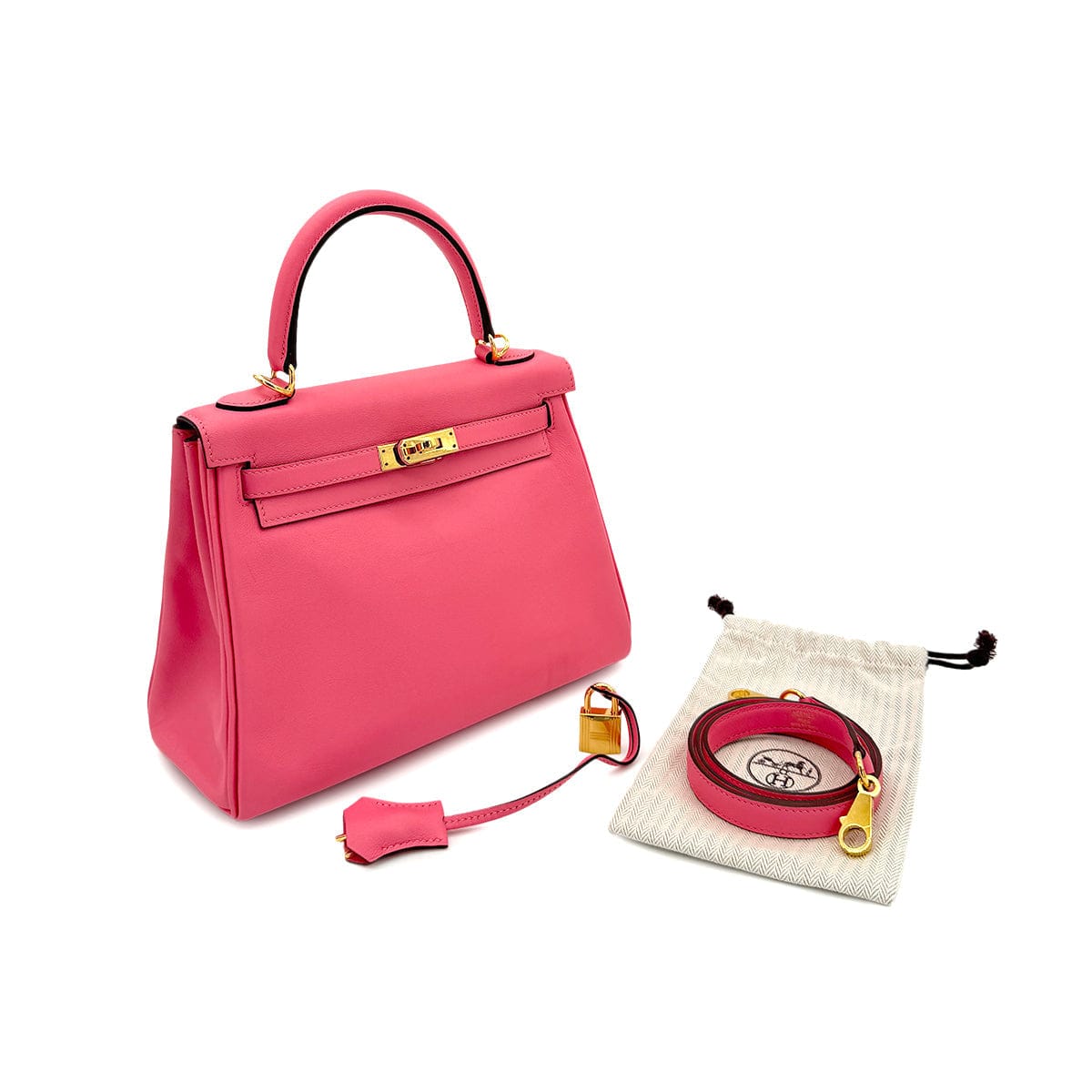 Luxury Promise Japan HERMES KELLY 25 RETOURNE ROSE AZALEE SWIFT HAND SHOULDER BAG D GHW 90296570