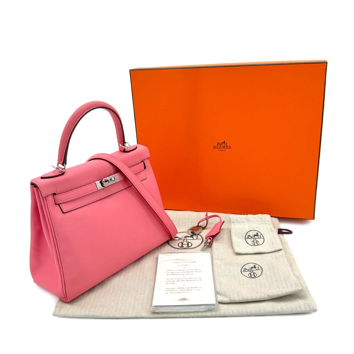 Luxury Promise Japan HERMES KELLY 25 RETOURNE ROSE AZALEE SWIFT HAND SHOULDER BAG Y SHW 90299823