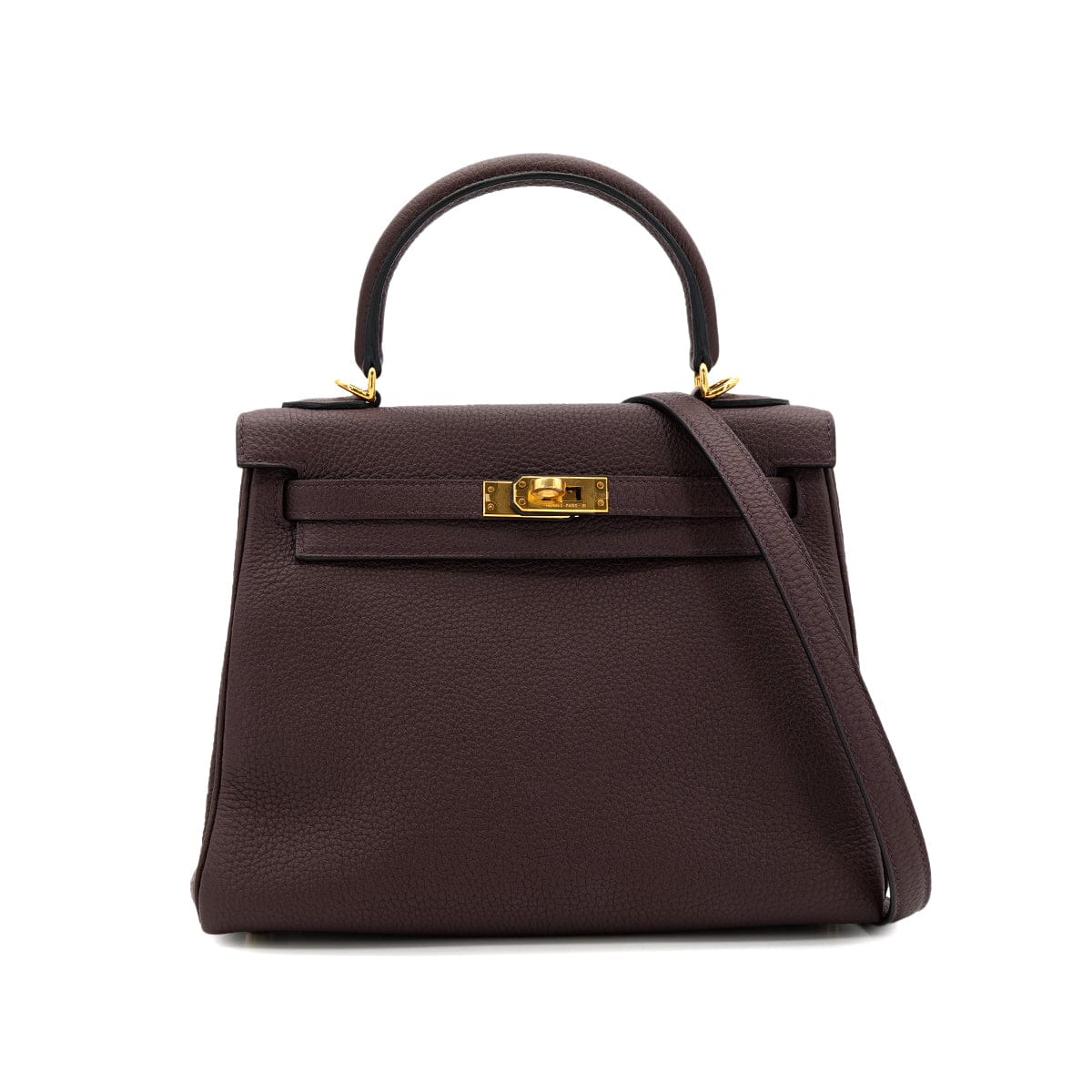 Luxury Promise Japan HERMES KELLY 25 RETOURNE ROUGE SELLIER TOGO HAND SHOULDER BAG B GHW 90301725